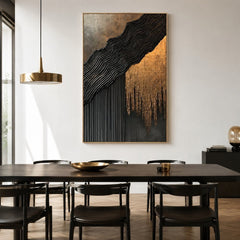Onyx Cascade Divide – Abstract Wabi-Sabi Textured Wall Art