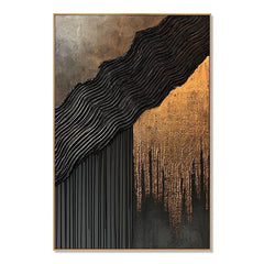 Onyx Cascade Divide – Abstract Wabi-Sabi Textured Wall Art hand-painted wall art