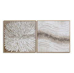 Quiet Bloom Rhythm – Textured Abstract Diptych Wall Art hand-painted wall art
