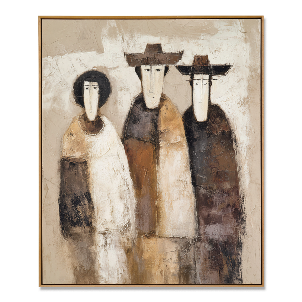Quiet Companions – Abstract Figurative Wall Art hand-painted wall art