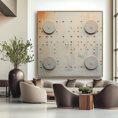 Quiet Structure – Minimalist Industrial Abstract Oil Painting