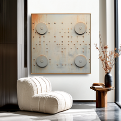 Quiet Structure – Minimalist Industrial Abstract Oil Painting