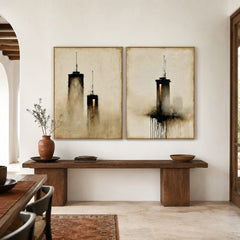 Shadow Signal Towers – Abstract Urban Textured Wall Art