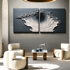 Silent Collapse – Textured Abstract Diptych Wall Art
