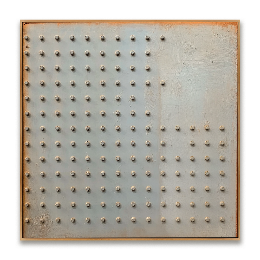 Silent Grid – Minimalist Industrial Abstract Oil Painting hand-painted wall art