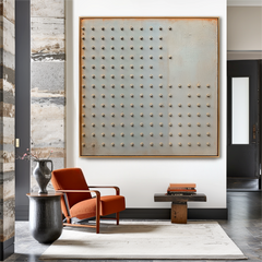 Silent Grid – Minimalist Industrial Abstract Oil Painting
