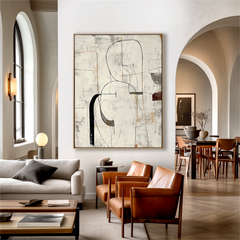 Traces of Silence – Minimalist Abstract Line Oil Painting, Modern Textured Wall Art