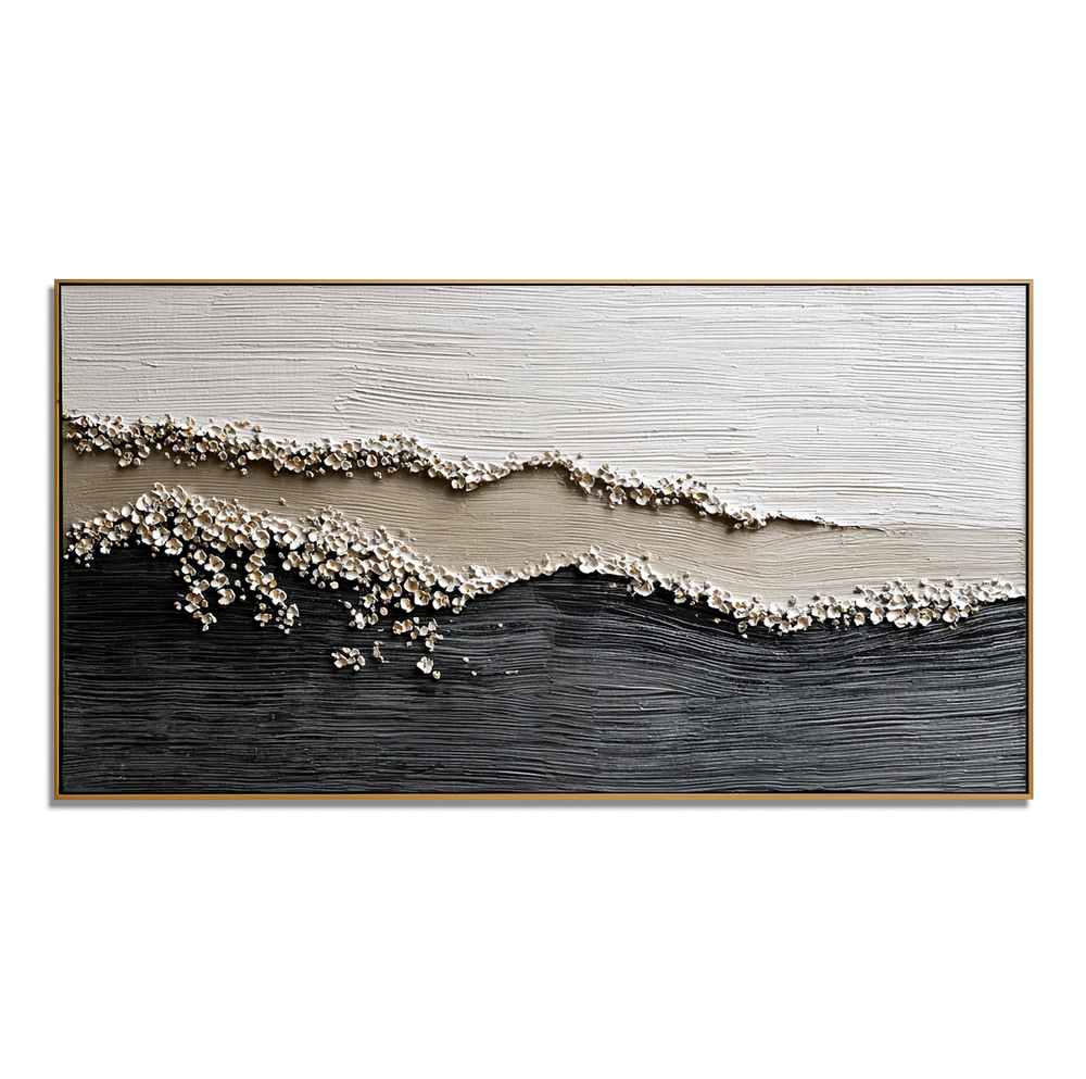 Waves of Serenity – Hand-Painted Textured Ocean Canvas Art hand-painted wall art