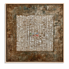 Weathered Grid Memory – Abstract Industrial Textured Wall Art hand-painted wall art