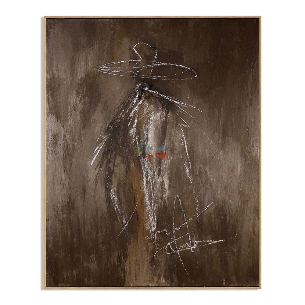 Wide Brim Shadow Figure – Abstract Contemporary Wall Art hand-painted wall art