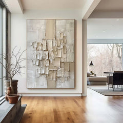 Neutral Dimensions – Hand-Painted Textured Abstract Canvas Art
