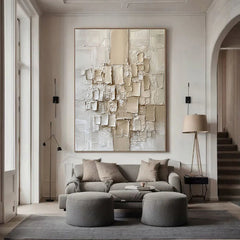 Neutral Dimensions – Hand-Painted Textured Abstract Canvas Art
