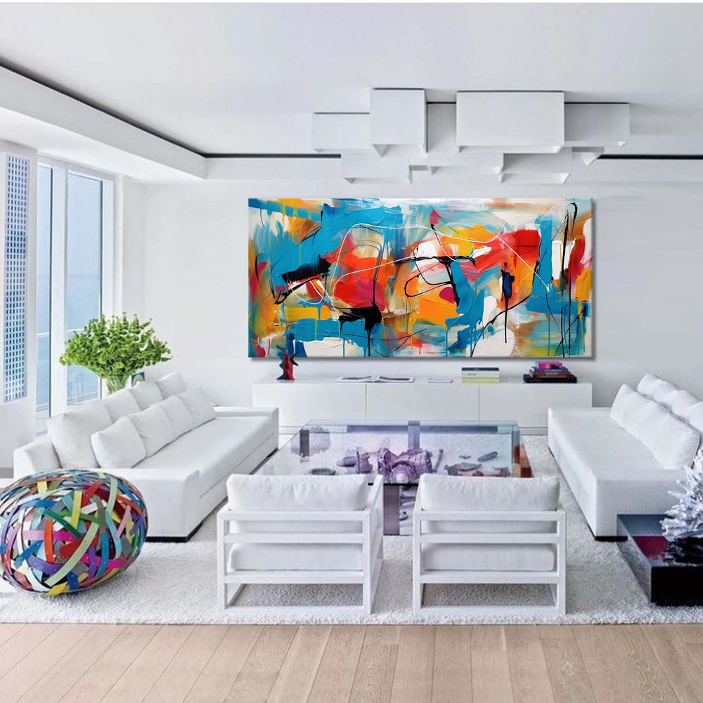 Large colorful Acrylic Painting Original Oil Painting On Canvas Modern Abstract Living Room Wall Art