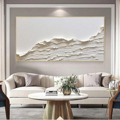 Dunes of Serenity – Beige and White Modern Horizontal Canvas Painting