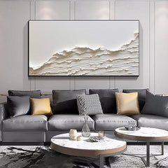 Dunes of Serenity – Beige and White Modern Horizontal Canvas Painting