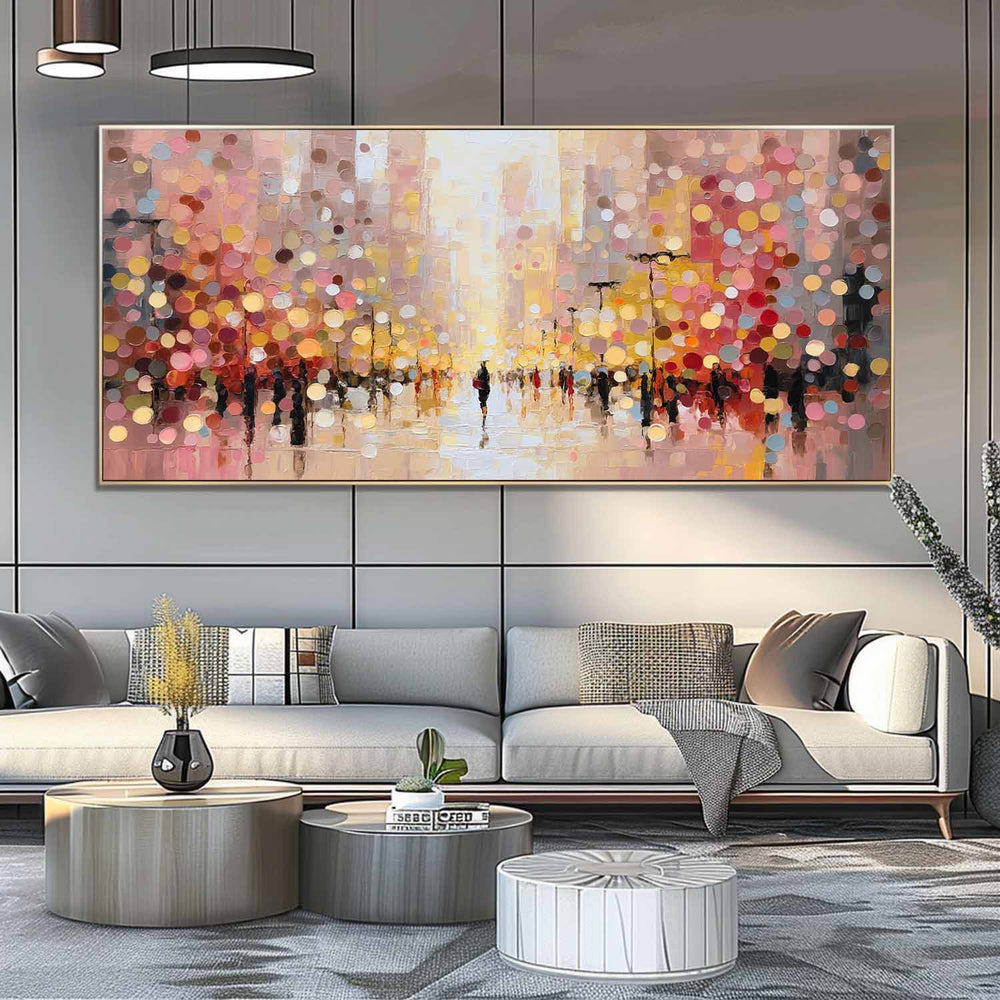 Colorful Modern Figure Acrylic Painting Large Urban Characters Wall Art Original Street Artwork