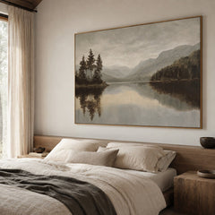 Misty Highland Lake – Landscape Wall Art