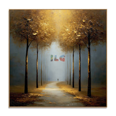 Golden Silence Avenue – Landscape Wall Art hand-painted wall art