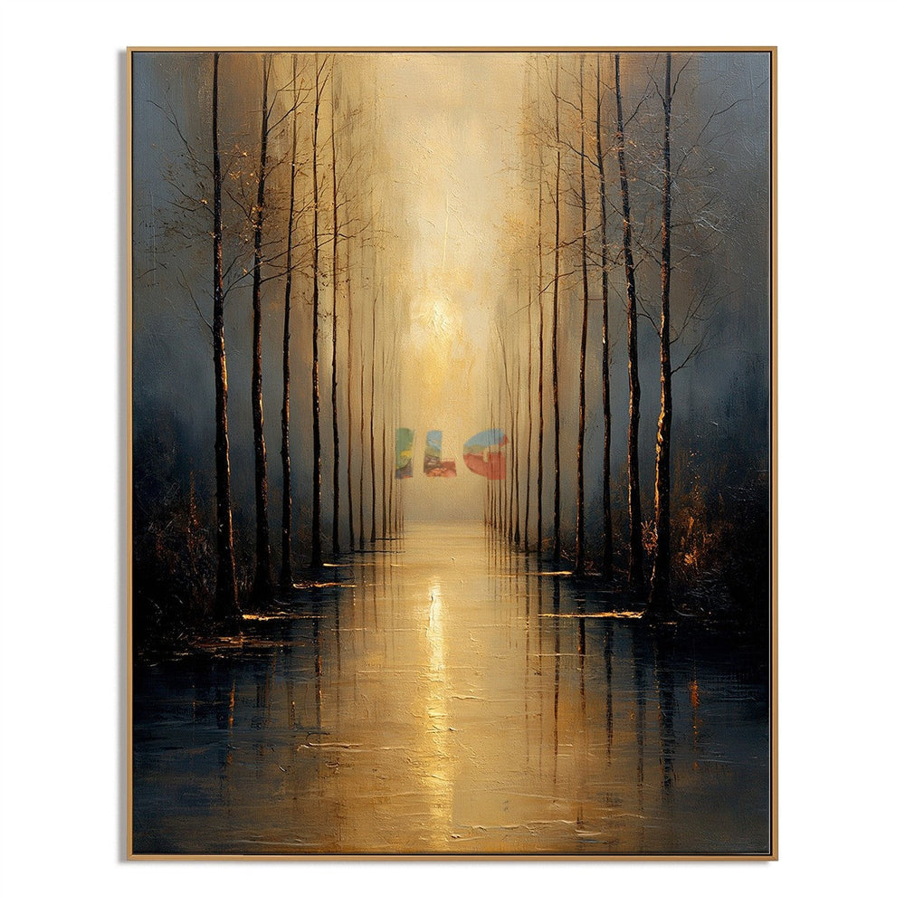Luminous Stillwater Grove – Landscape Wall Art hand-painted wall art