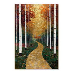 Sunlit Birch Way – Landscape Wall Art hand-painted wall art