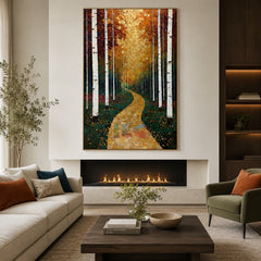 Sunlit Birch Way – Landscape Wall Art