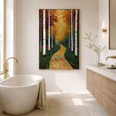 Sunlit Birch Way – Landscape Wall Art
