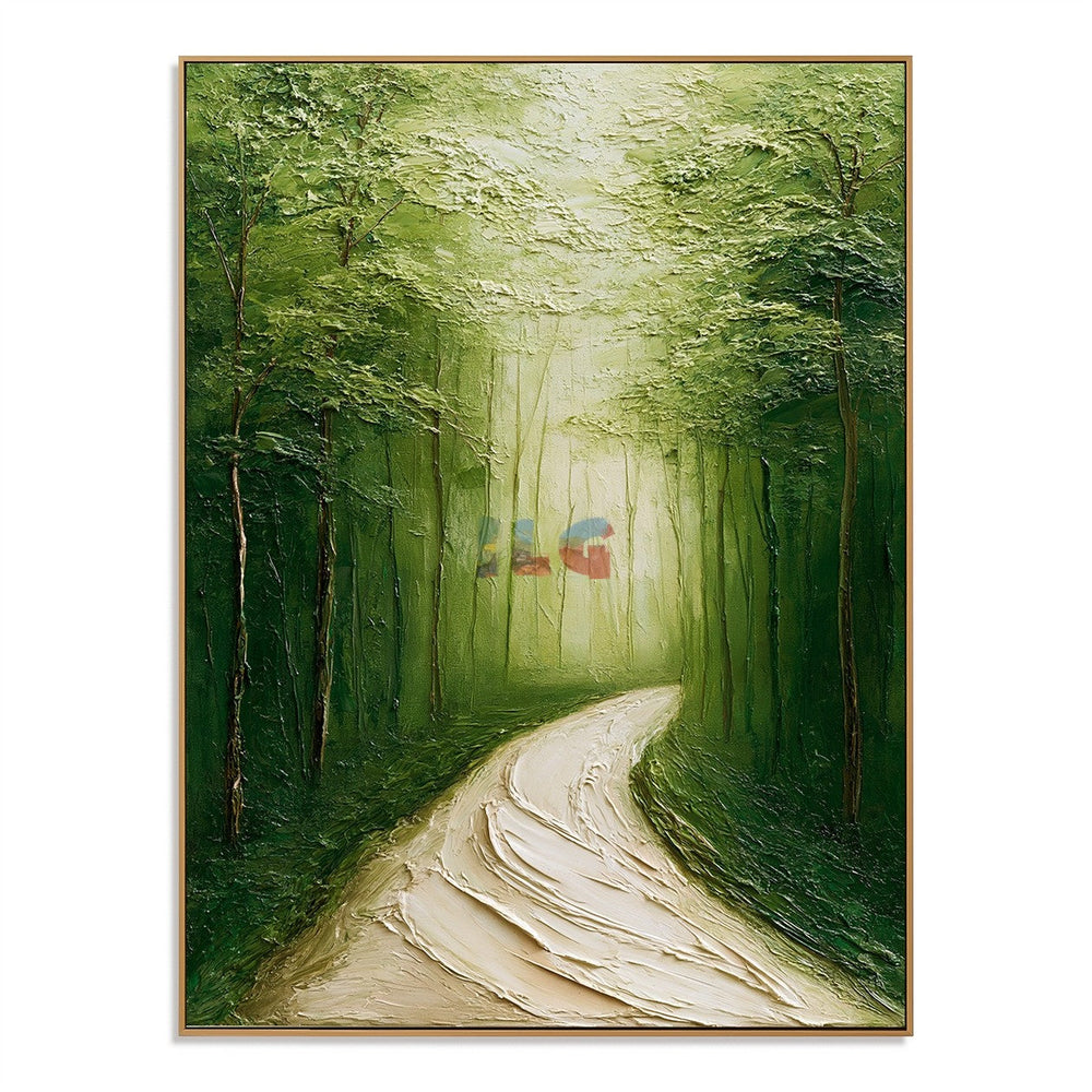 Emerald Woodland Curve – Landscape Wall Art hand-painted wall art