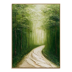 Emerald Woodland Curve – Landscape Wall Art hand-painted wall art