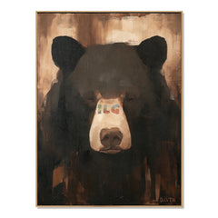 Shadow Bear Gaze – Rustic Portrait Wall Art hand-painted wall art