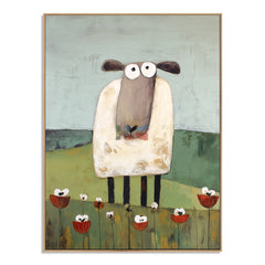Bloom Meadow Sheep – Farmhouse Animal Wall Art hand-painted wall art