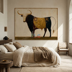 Ornate Golden Longhorn – Western Animal Wall Art