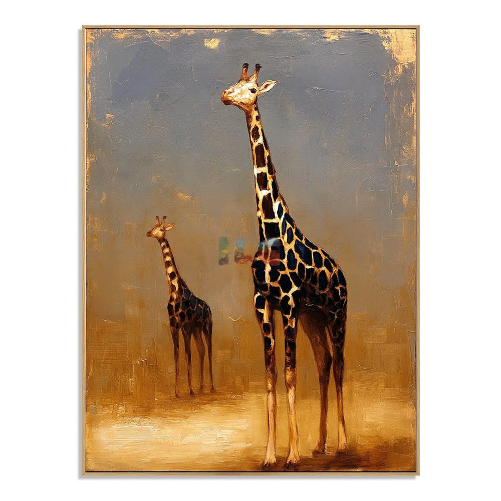 Golden Horizon Giraffes – Safari Animal Wall Art hand-painted wall art