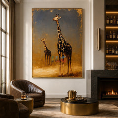 Golden Horizon Giraffes – Safari Animal Wall Art