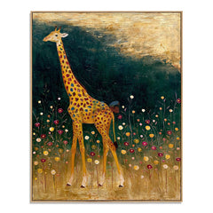 Wildflower Giraffe Meadow – Animal Wall Art hand-painted wall art