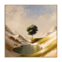 Solitary Tree Valley – Mountain Landscape Wall Art hand-painted wall art