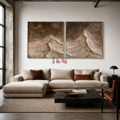Silent Ridge Pair – Abstract Mountain Textured Wall Art