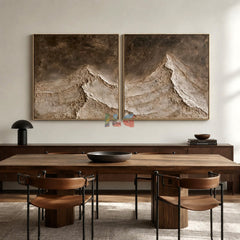 Silent Ridge Pair – Abstract Mountain Textured Wall Art