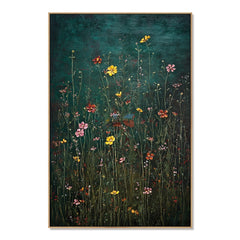Midnight Wildflower Garden – Dark Botanical Floral Wall Art hand-painted wall art
