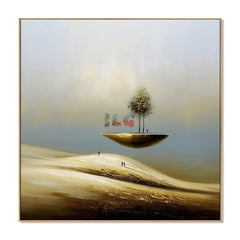 Skyborne Grove Reverie – Minimalist Surreal Landscape Wall Art hand-painted wall art