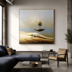 Skyborne Grove Reverie – Minimalist Surreal Landscape Wall Art