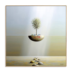 Luminous Island Path – Minimalist Surreal Landscape Wall Art hand-painted wall art