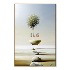 Floating Tree Sanctuary – Minimalist Surreal Landscape Wall Art hand-painted wall art