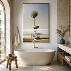 Floating Tree Sanctuary – Minimalist Surreal Landscape Wall Art