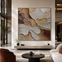 Cascading Petal Relief – Neutral Textured Botanical Wall Art