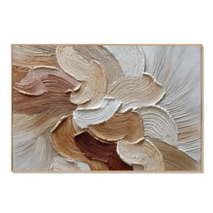 Sandstone Petal Current – Neutral Textured Botanical Wall Art hand-painted wall art