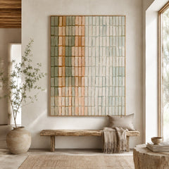 Linen Block Sequence – Neutral Textured Abstract Wall Art