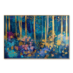 Midnight Gilded Grove – Colorful Botanical Wall Art hand-painted wall art