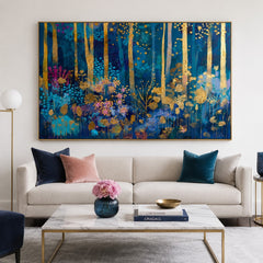 Midnight Gilded Grove – Colorful Botanical Wall Art