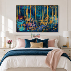 Midnight Gilded Grove – Colorful Botanical Wall Art