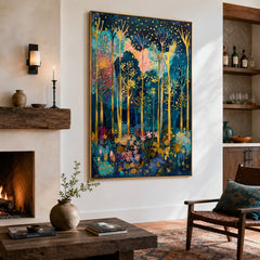 Enchanted Gilded Forest – Colorful Botanical Wall Art